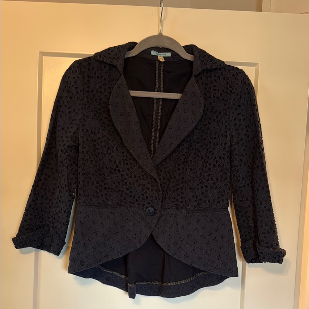 Navy Eyelet Women's Blazer (Anthro)